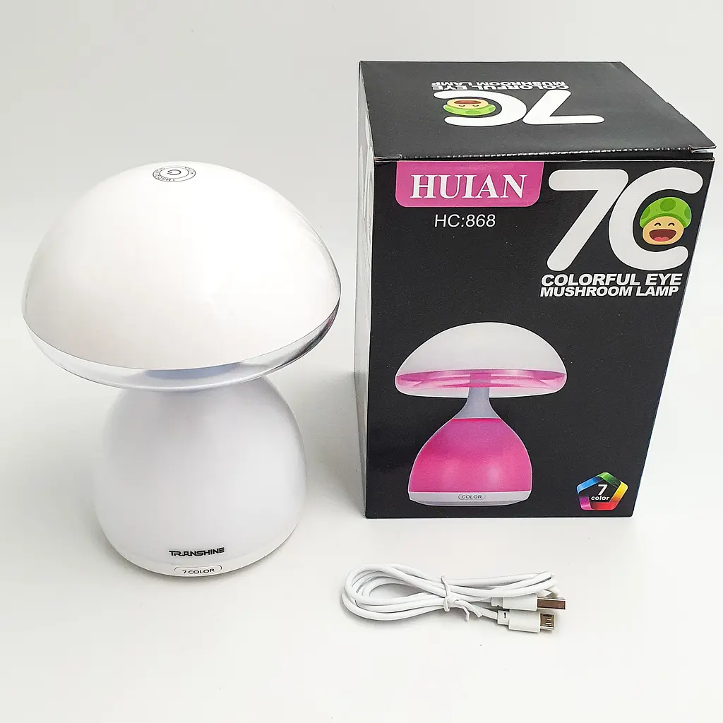 Дитячий нічник лампа Грибок 7 LED кольорів акумуляторний USB світильник іграшка HUIAN 7C LAMP HC-868 білий - фото 5