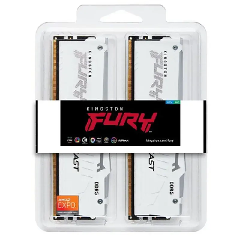Модуль пам'яті для комп'ютера DDR5 64GB (2x32GB) 6400 MHz Beast White RGB EXPO Kingston Fury (ex.HyperX) (KF564C32BWEAK2-64) - фото 4