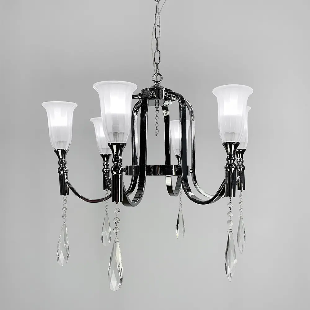 Класична люстра на 6 ламп із кришталевими підвісами Line.F AT 23/6 - фото 5