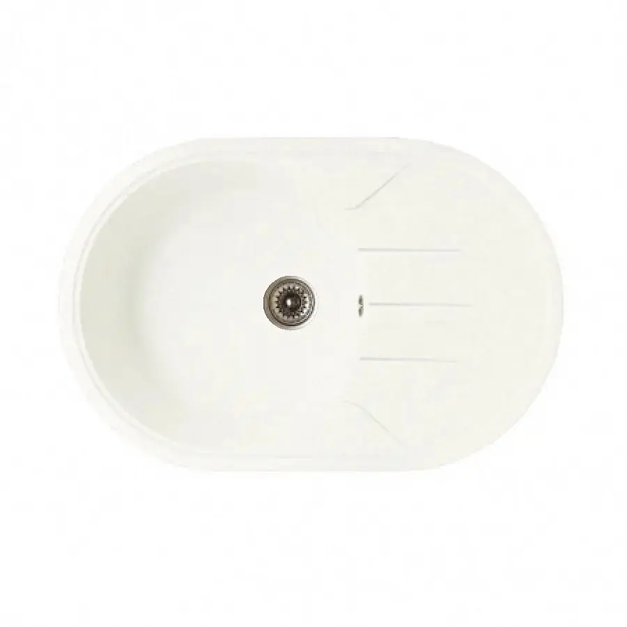 Гранітна мийка з краном овальної форми WIZ № 5 780х510 мм (Біла) - фото 2