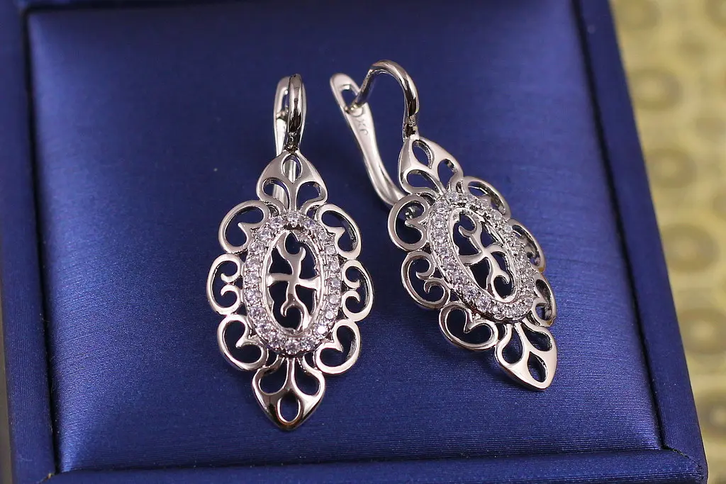 Сережки Xuping Jewelry східний край 3.3 см сріблясті - фото 2