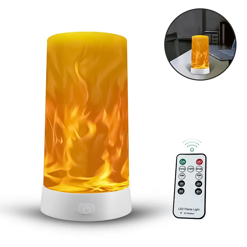 Світильник світлодіодний з ефектом полум'я Led Flame Light лампа-нічник на батарейках з пультом (ST) - фото 2