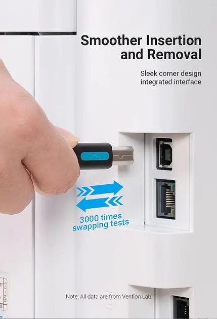 Кабель Vention USB type А 2.0 — USB type B для принтерів, БФП 2.0 480 Мбіт/с 2 A 5 м Black (COQBJ) - фото 8