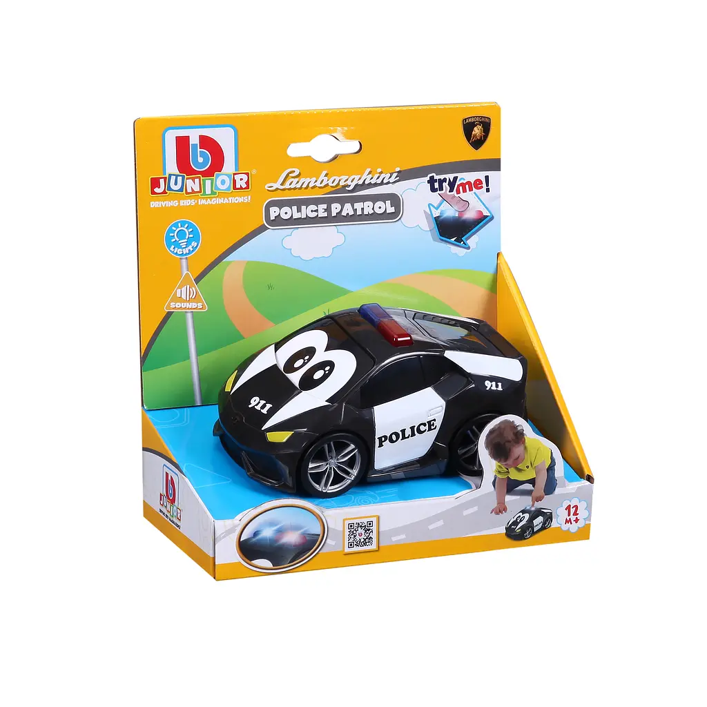Автомодель Bb Junior Police Lamborghini Huracan зі світловими та звуковими ефектами чорна (16-81206) - фото 2