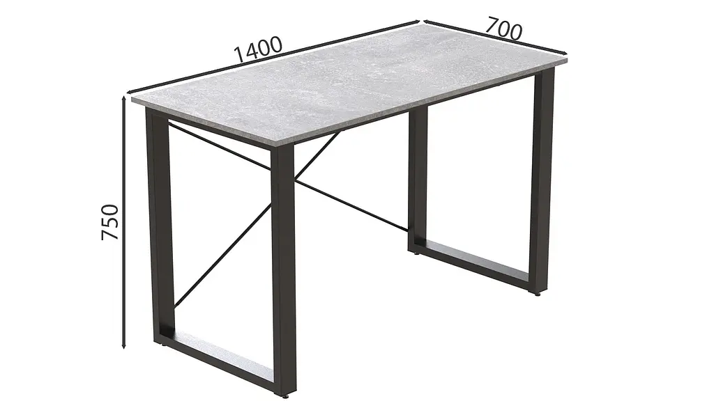 Письмовий стіл Ferrum-decor Драйв 750x1400x700 Чорний метал ДСП Бетон 32 мм (FRD-103407) - фото 4