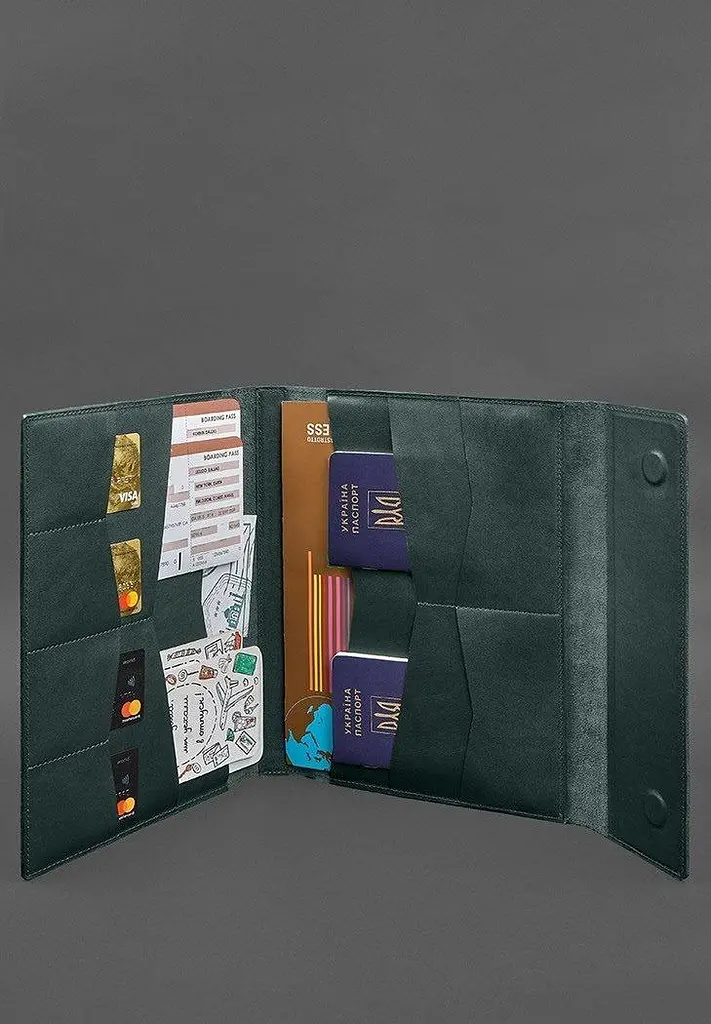 Шкіряна папка для документів "Сімейна" А4 Зелена - фото 3