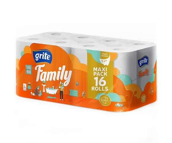 Туалетний папір Grite Family, 16 рул., Грите Фемілі 3-х шаровий - фото 2