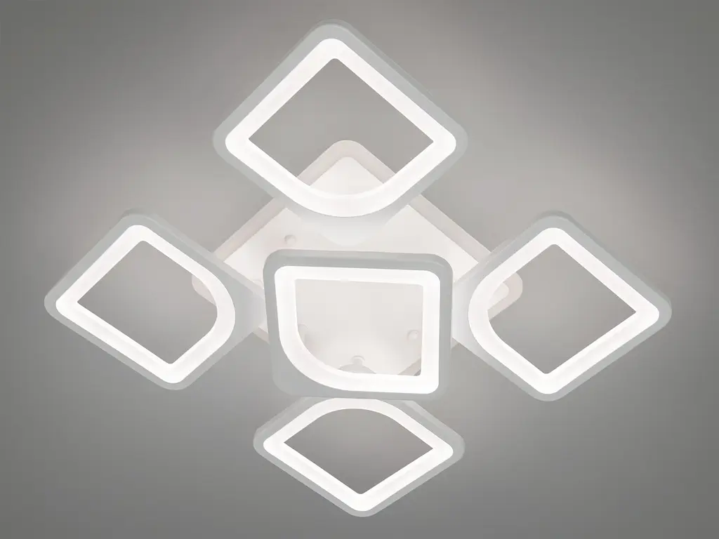 LED люстра на стелю з пультом, диммером, підсвічуванням, 85W, біла - фото 4