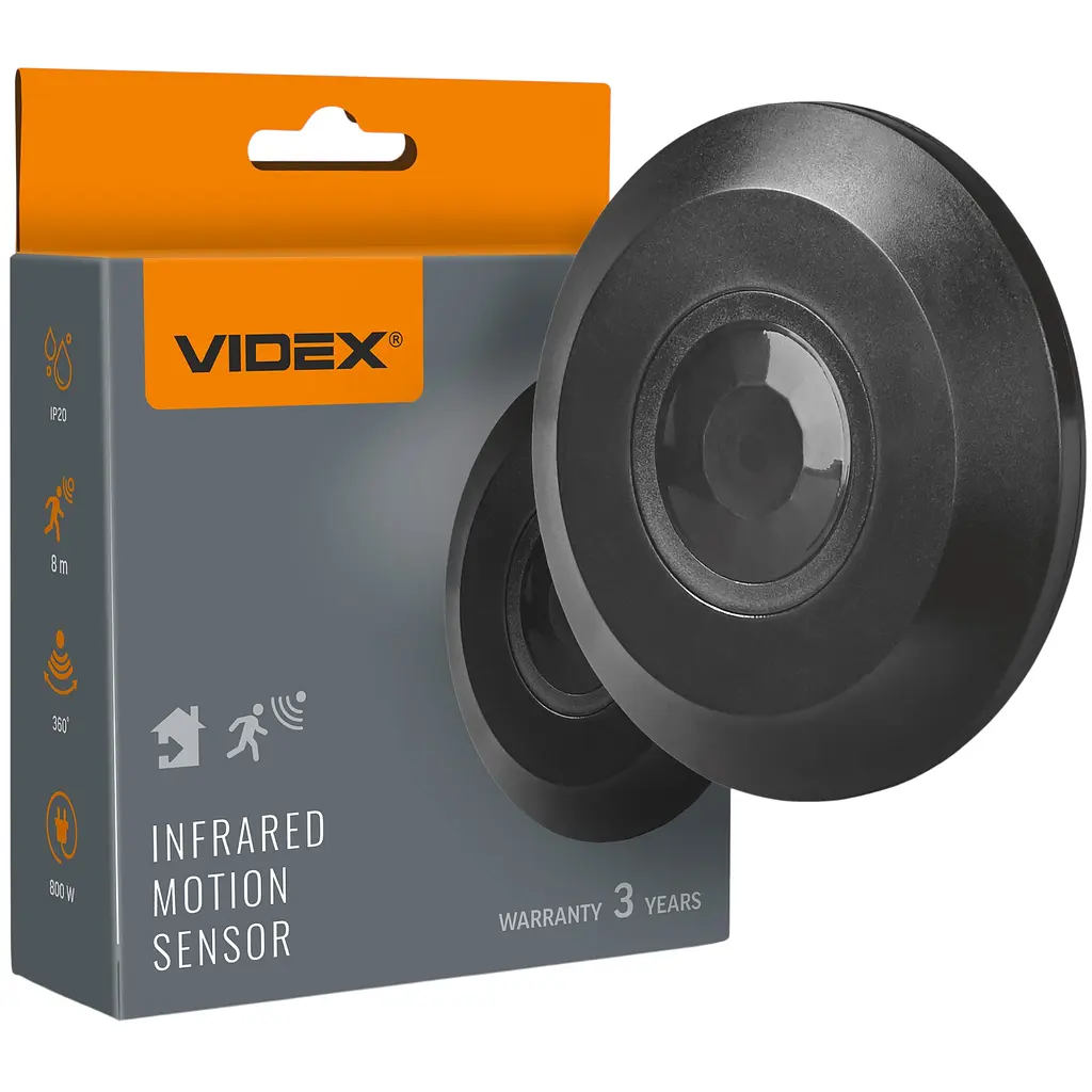 Датчик руху та освітленості Videx VL-SPC05B 220V 800W інфрачервоний чорний (VL-SPC05B)