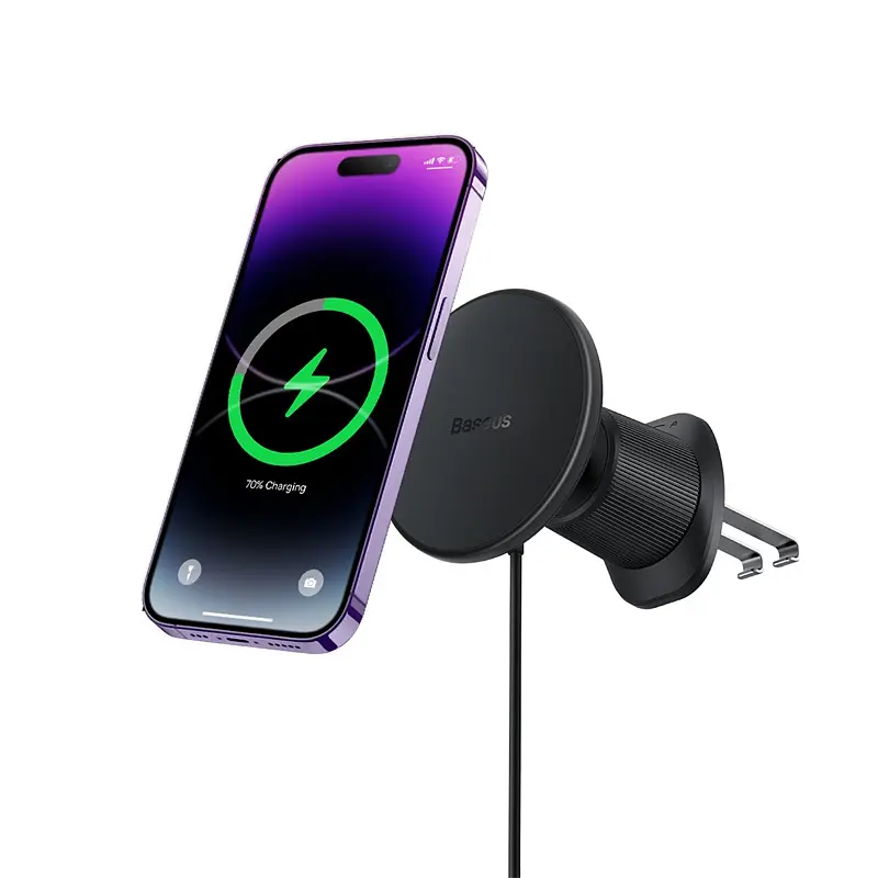 Автотримач для телефона з БЗП Baseus CW01 Magnetic Wireless Charging Car Mount Air Vent Version 15W Cluster Black (C40141001111-00) - фото 3