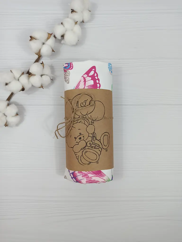 Пелюшка дитяча багаторазова непромокальна a.l.babybox Метелики 80x100 см Різнокольоровий (NV 18137883) - фото 3