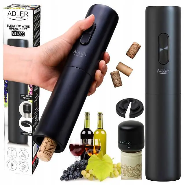 Штопор открывалка для вина Adler AD 4509 резак для фольги для винных пробок 20-24 мм черная - фото 10