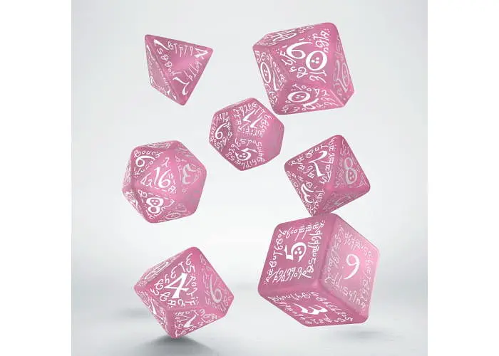 Набор кубиков Elvish Shimmering pink & White Dice Set , 7 шт. (SELV11) - фото 2