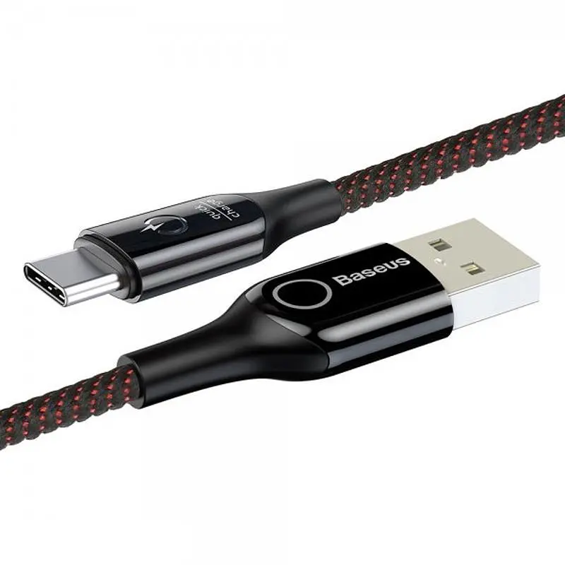 Кабель Baseus Light Intelligent Power-Off Cable USB to Type-C 3A 1m CATCD-01 Black - фото 2