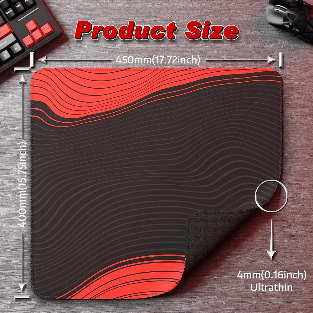 Ігрова поверхня Attack Shark CM02 450x400x4мм Contour line Black Red - фото 2