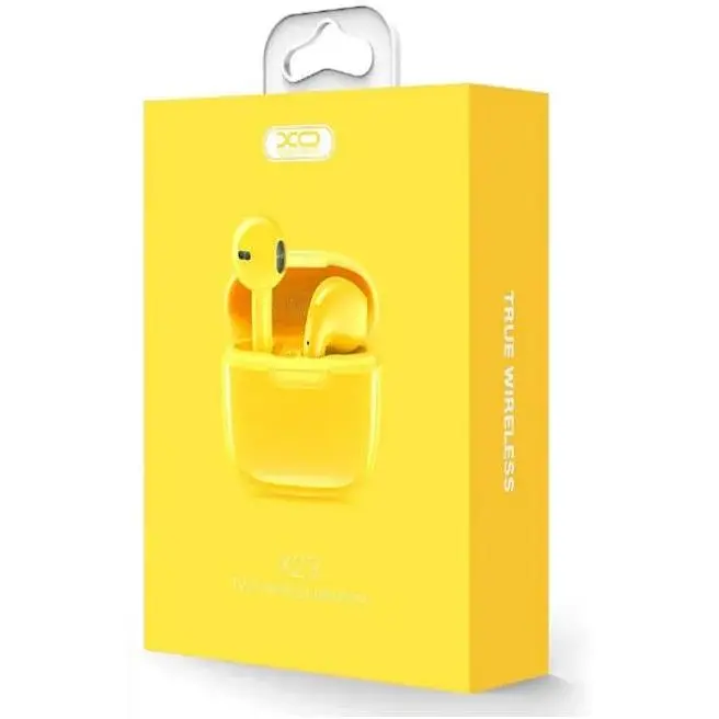 Навушники бездротові XO X23 TWS стерео гарнітура в кейсі (жовта) - фото 3