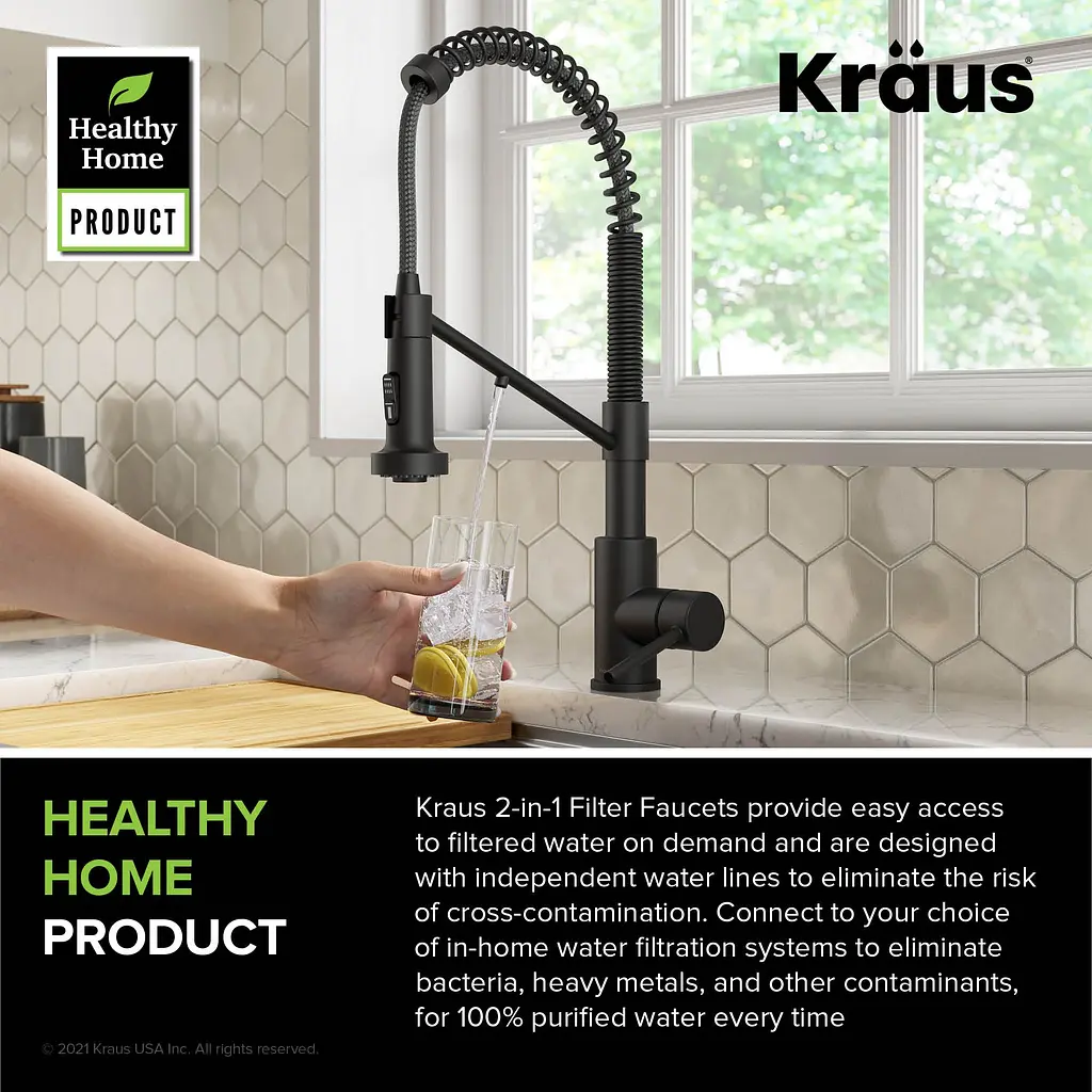 Смеситель для кухни на две воды Kraus Bolden KFF-1610MB, Черный матовый - фото 9