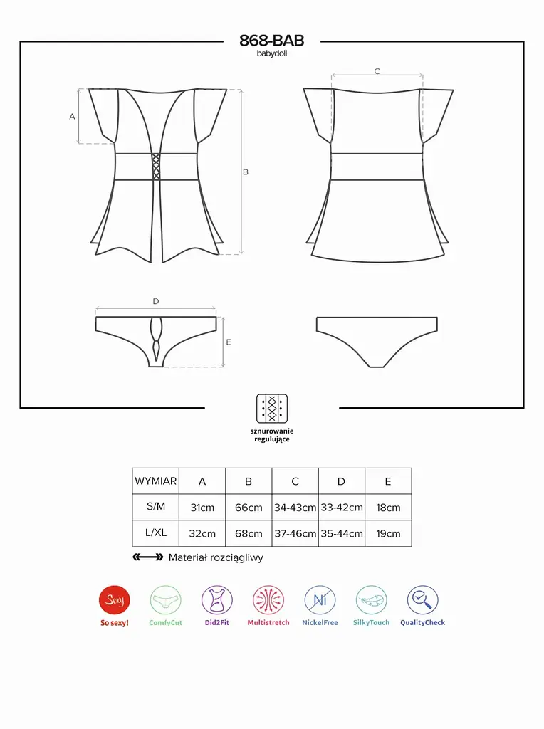 Комплект білизни Obsessive 868-BAB-1 L/XL чорний - фото 7