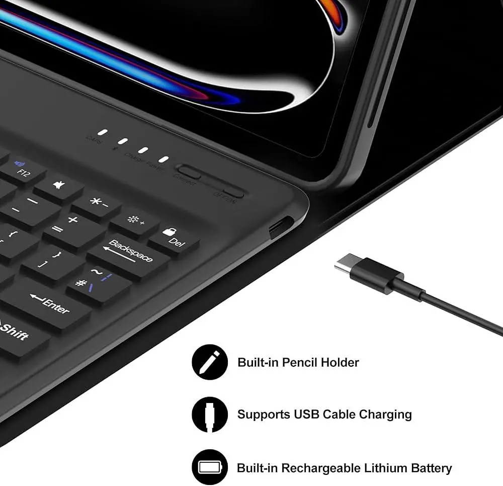 Чохол-клавіатура Jademall для планшета iPad Pro 13” M4 2024 чорний (SKU-006) - фото 6
