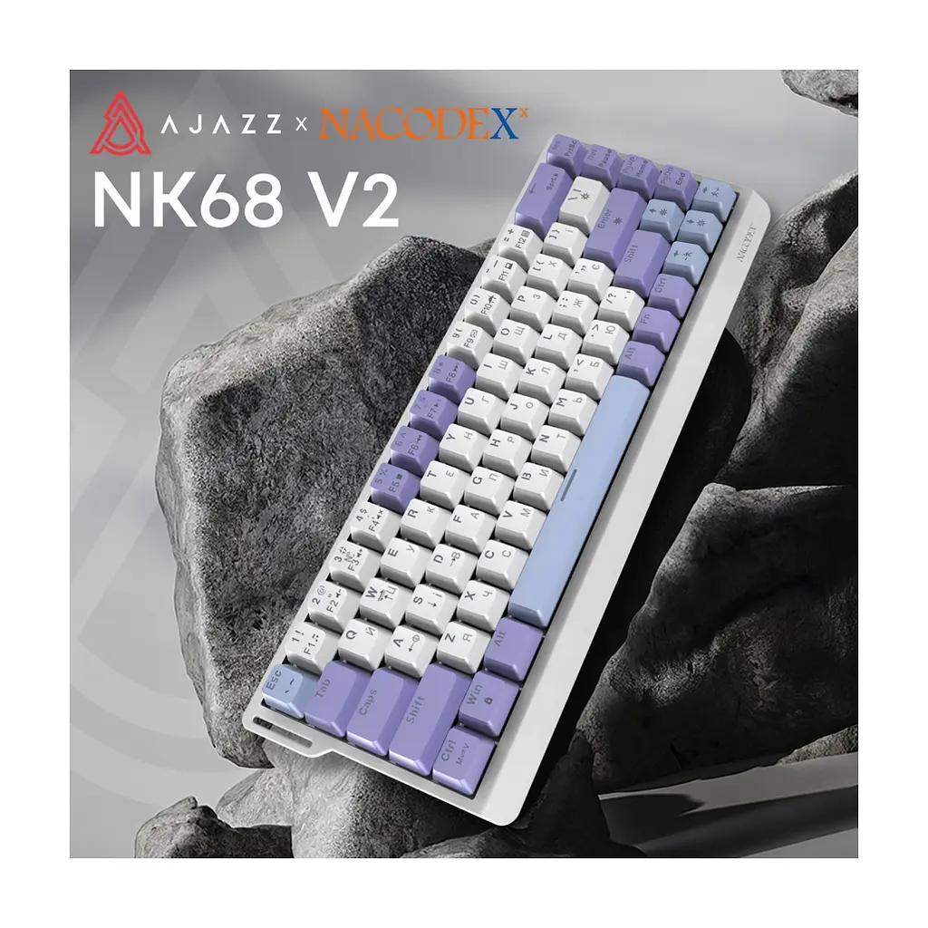 Клавіатура Ajazz NacodeX NK68 V2 Red Switch LED USB UA Purple/White/Blue (NK68-V2-R-PWB) - фото 6