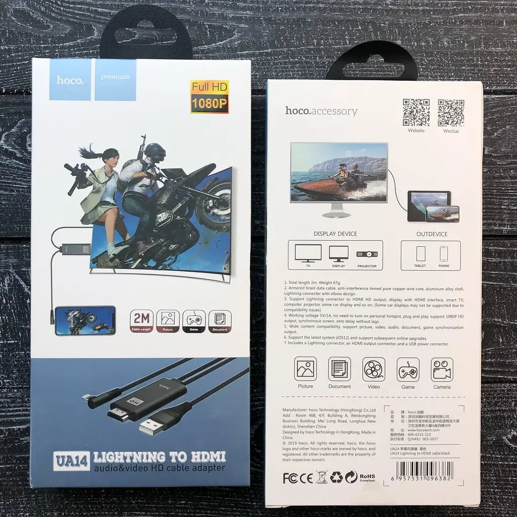Перехідник HOCO UA14 Lightning-to-HDMI Cable HD 2 m адаптер для iPhone - фото 3