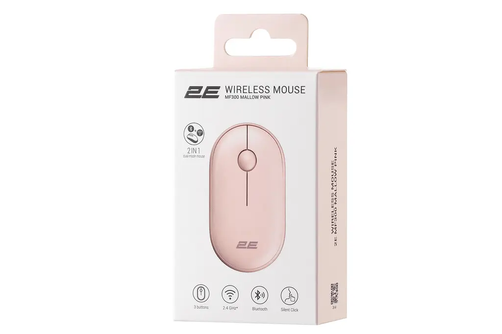 Бездротова миша для ноутбука 2E MF300 Silent WL/BT Рожевий - фото 5