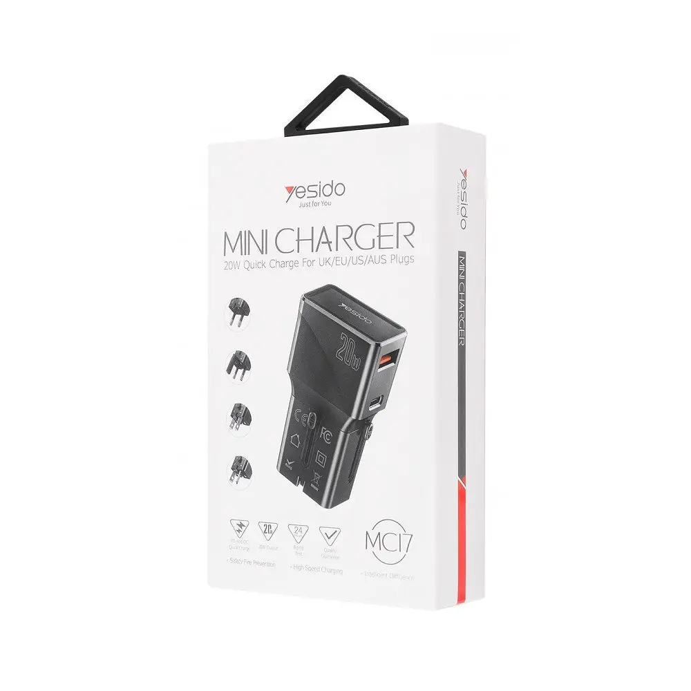 Travel Adapter Yesido MC17 Type-C 20W (UK/EU/US/AUS) - фото 2