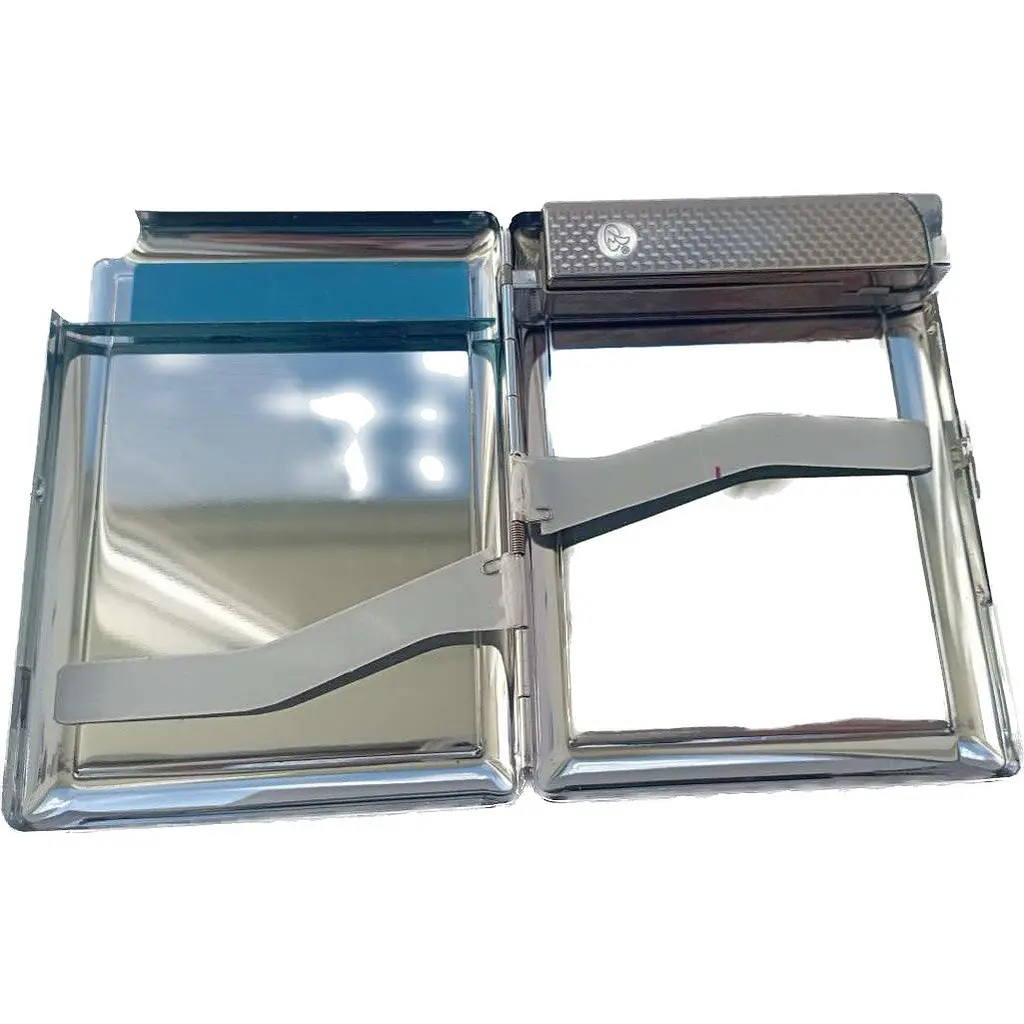 Портсигар на 20 сигарет с зажигалкой №3308 Black Silver (10839) - фото 5