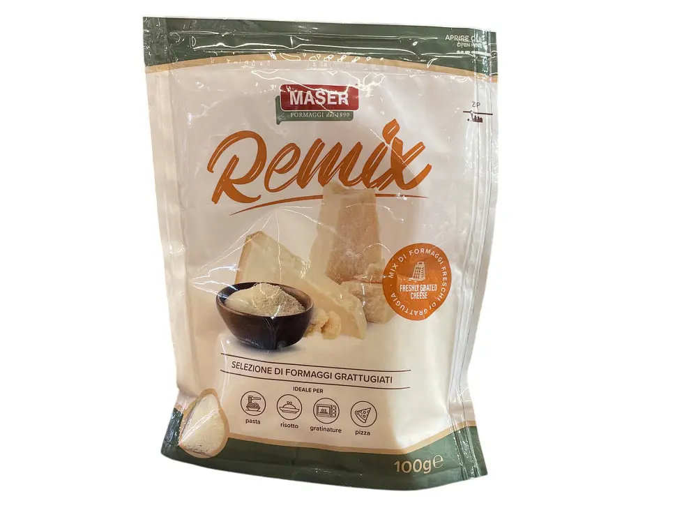 Сир твердий Maser Formaggi Remix Grattugiato тертий мікс 100 г (8013728070042)