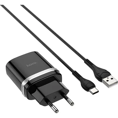 Зарядний пристрій HOCO C12Q Smart USB QC 3.0 + кабель USB-A — USB-C 18 Вт чорний (6931474716293) - фото 6