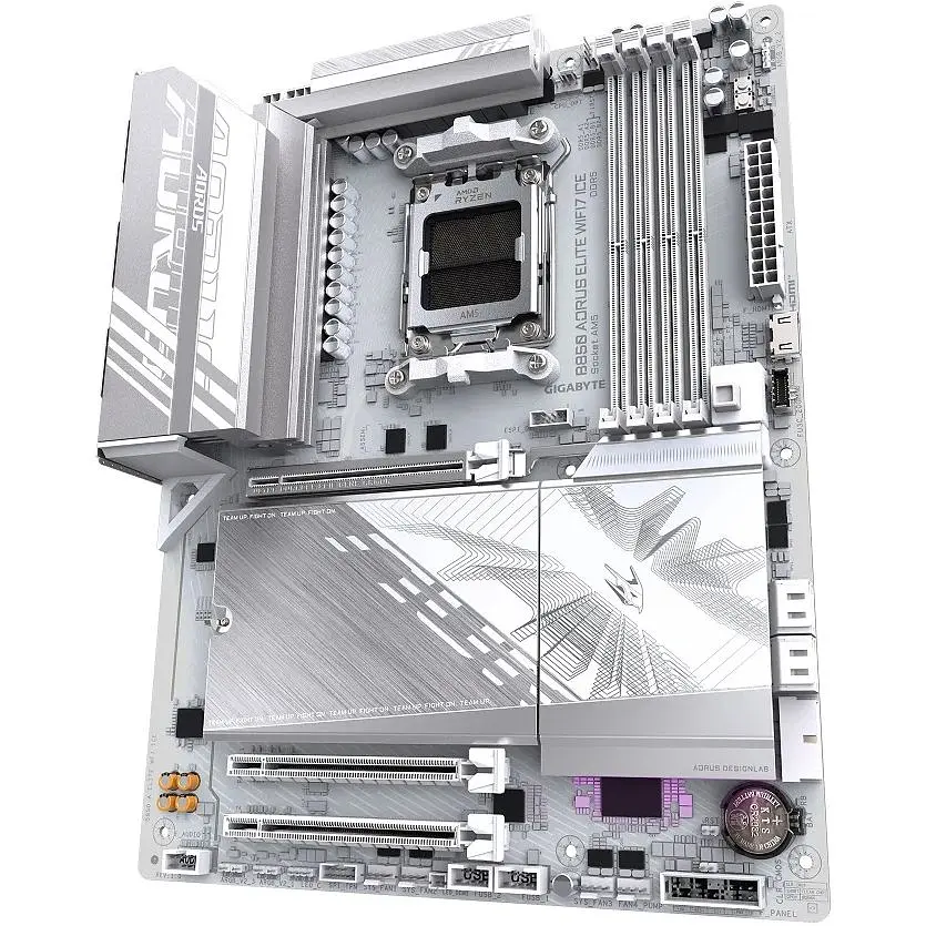 Материнська плата Gigabyte AM5 B850 Aorus Elite WIFI7 ICE, B850, 4xDDR5, Int.Video (CPU), 4xSATA3, 3xM.2, 1xPCI-E 5.0 x16, 2xPCI-E 3.0 x16, Realtek 7.1, Realtek 2.5GbE, WiFi 7, Bluetooth 5.4, 10xUSB 3.2 / 8xUSB 2.0, HDMI/DP, ATX - фото 4