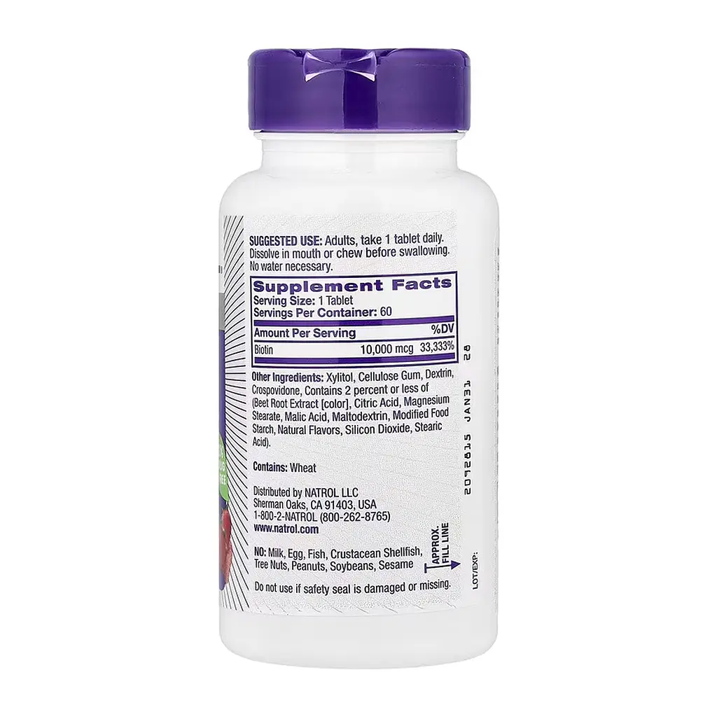 Біотин Natrol 10 000 мкг (Biotin) - 60 таблеток, для волосся, шкіри та нігтів - фото 2