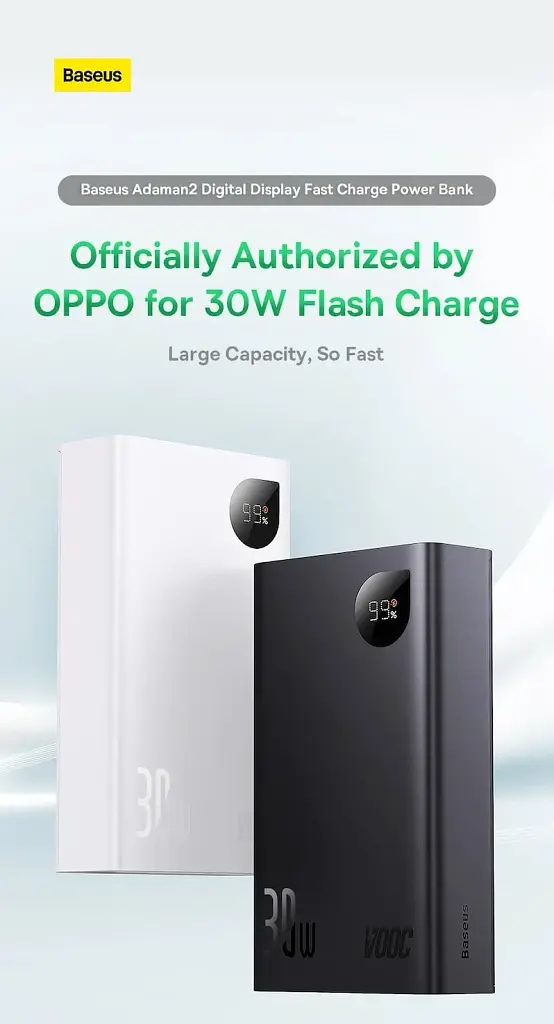 Зовнішній акумулятор Baseus Adaman 2 Metal Digital Display 20000mAh 30W Black [PPAD050001] [76248] - фото 3