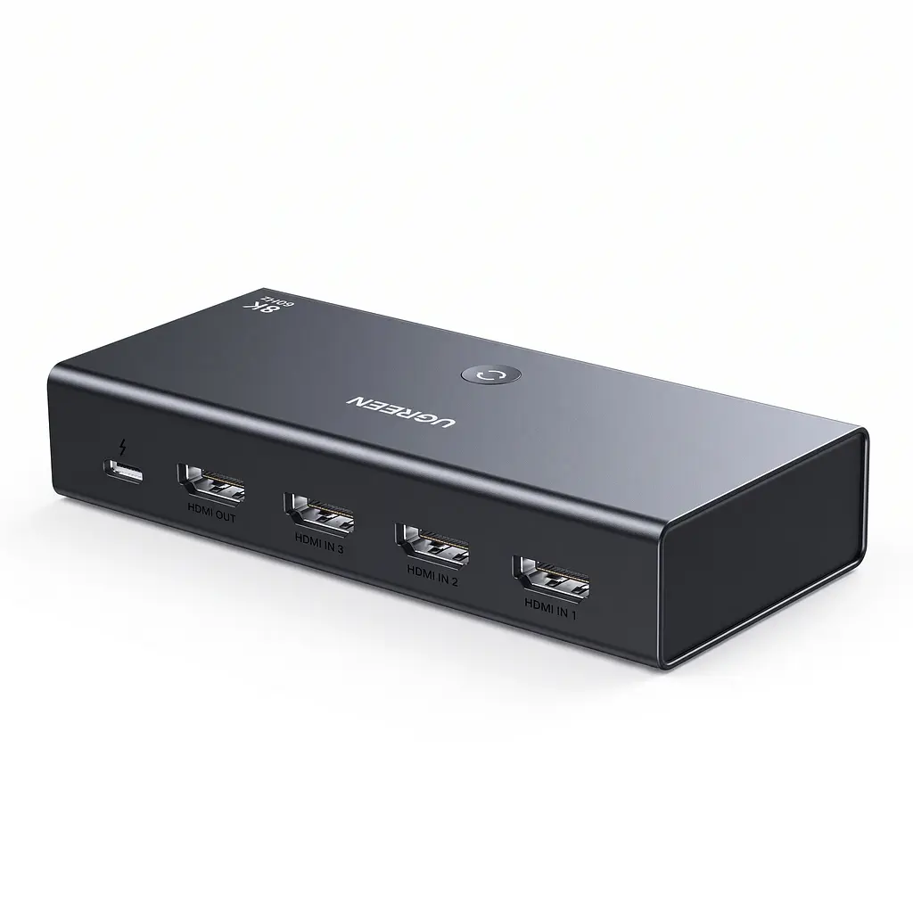 HDMI-перемикач UGREEN CM624 HDMI 2.1 3 входи 1 вихід 8K 60 Гц 4K 240 Гц 2K 240 Гц 1080p 240 Гц (95047)