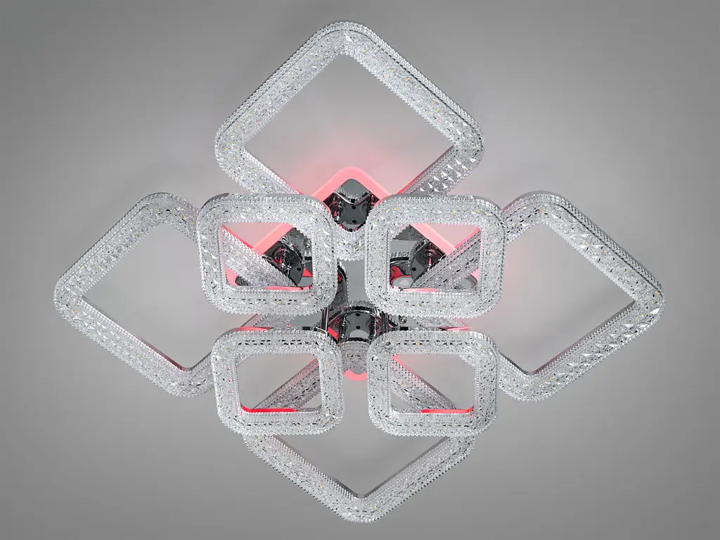 Люстра стельова LED Diasha 2205/4+4HR, 130W, 3200K-6500K, хром, сучасний стиль, з пультом управління - фото 3