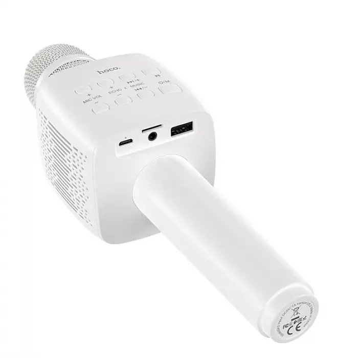 Микрофон с караоке, Bluetooth, AUX, 1200 мАч, HOCO BK5 Cantando, Белый - фото 2