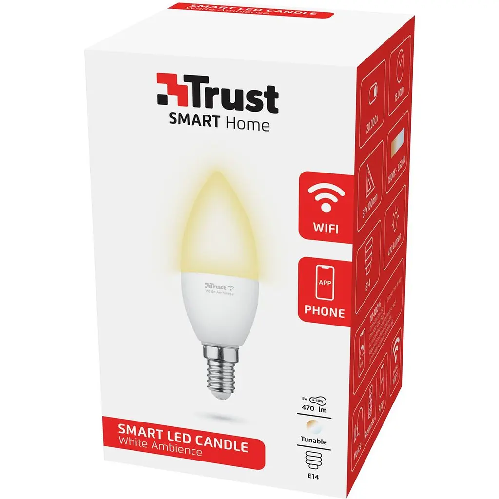 Лампа розумна Trust E14 470 Lm 1800-6500K біла (71284_TRUST) - фото 3