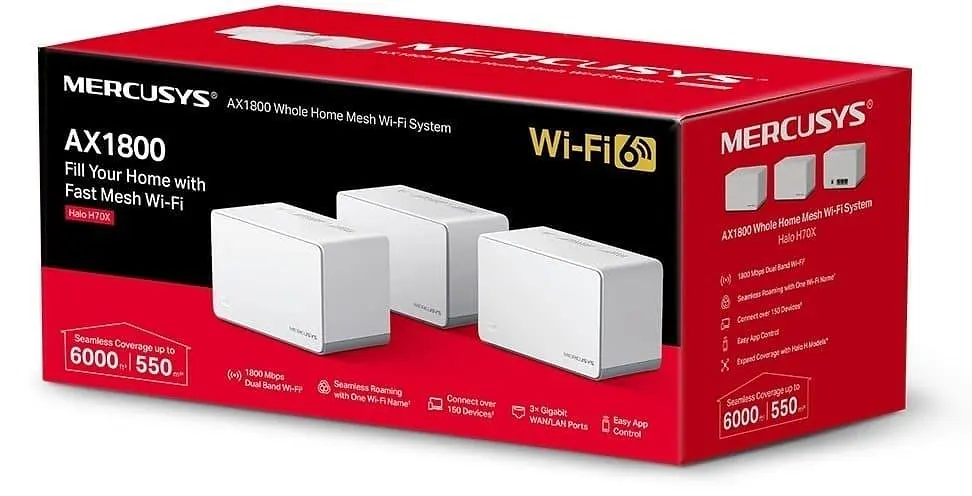MESH-система Mercusys mesh Halo H70X AX1800 3pcs White 802.11ax (Halo H70X(3-pack)) - фото 3