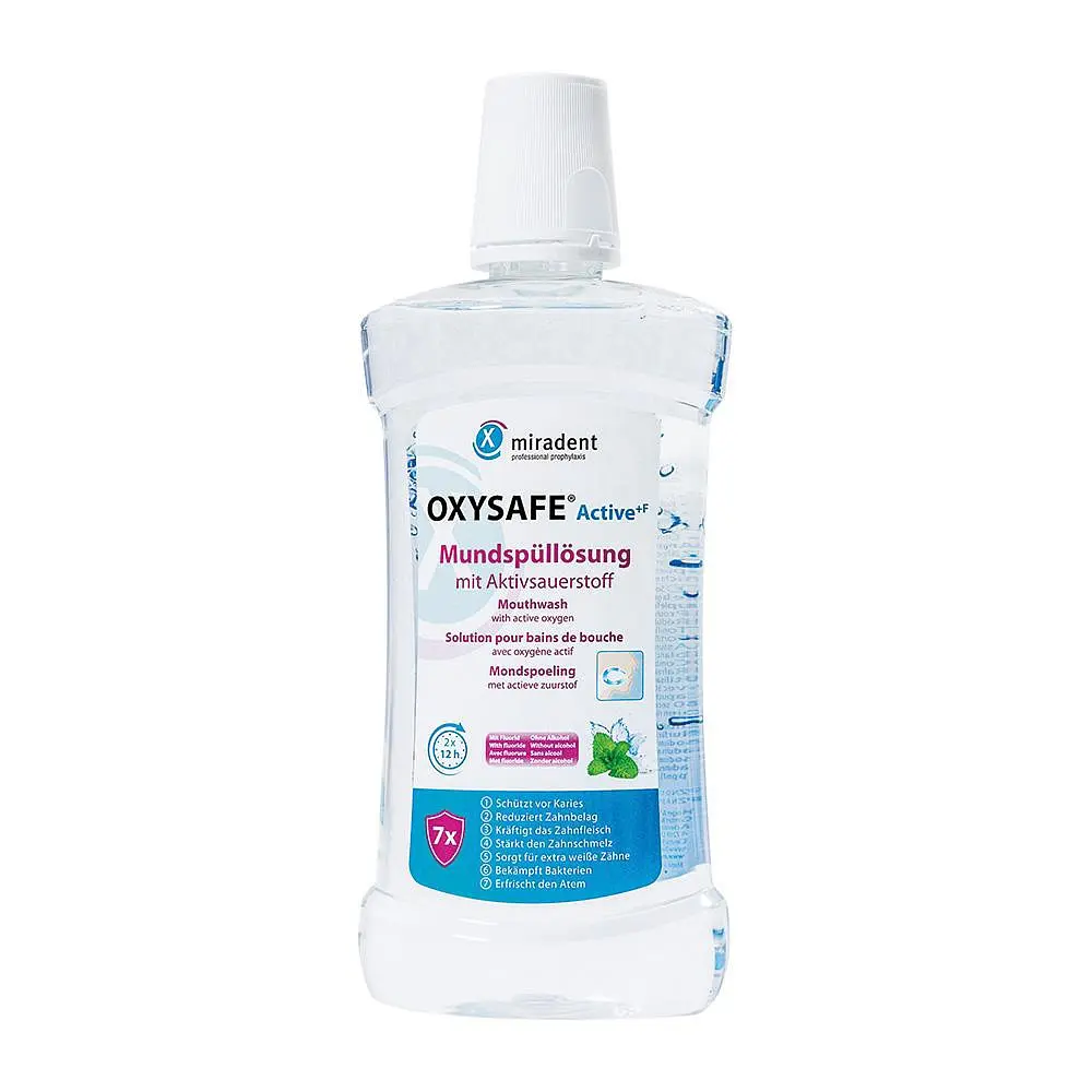 Ополіскувач для ротової порожнини Miradent Oxysafe Active+F з активним киснем 500 мл - фото 4