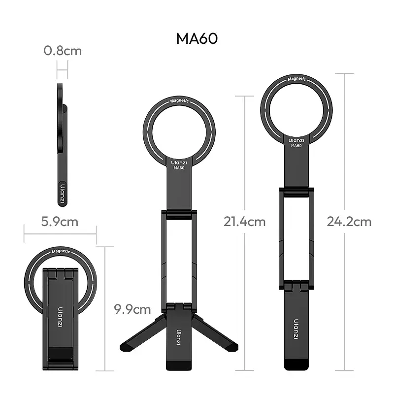 Тримач телефона Ulanzi MA60 Foldable Magnetic Phone Tripod (Pink) - фото 4