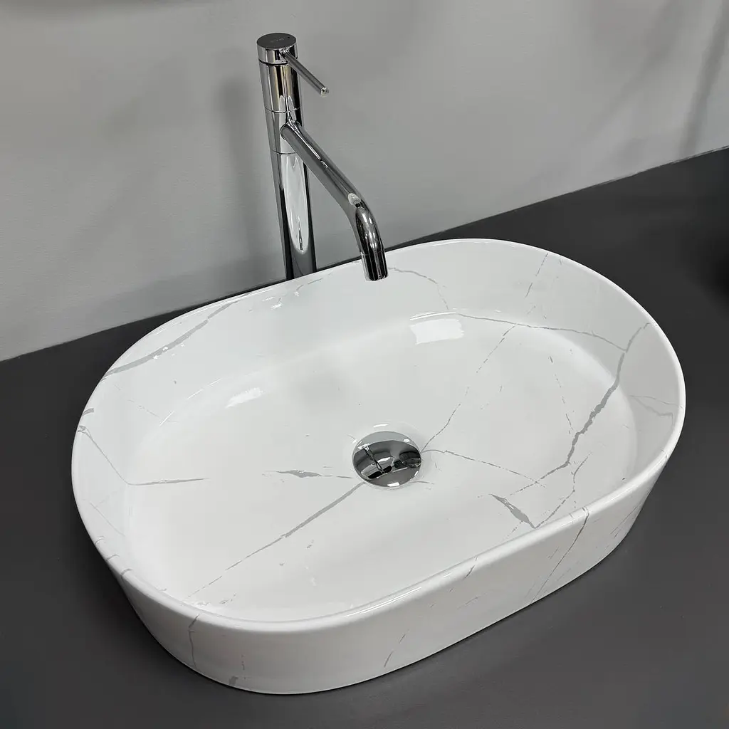 Умивальник VBI Verona накладний 50x34 см marble white glossy VBI-011330 - фото 2