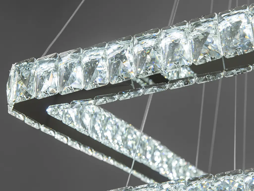 Люстра стельова LED Diasha 7220-9A/650+500+340HR 110W, хром, кристалічний плафон, 65 см, сучасний стиль для дому - фото 4