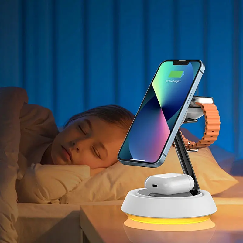 БЗП WIWU Wi-W002 3 in 1 wireless charger White - фото 5