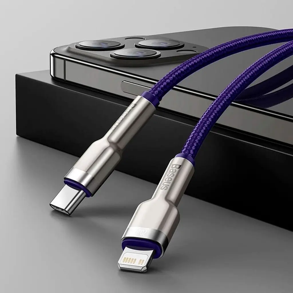 Кабель Baseus Cafule Metal USB-C to Lightning PD 20W 1m Purple (CATLJK-A05) [169508] - фото 7