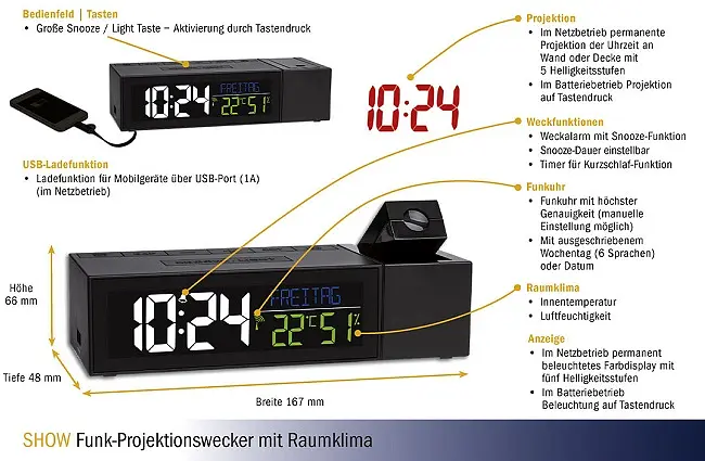 Годинник проекційний TFA Show 60501401 - фото 5