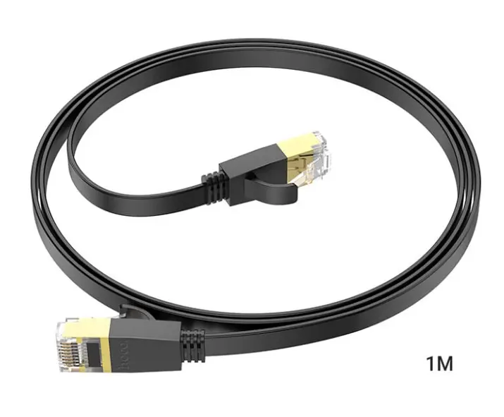 Патч-корд Hoco US07 General pure copper flat network cable (L-1M) Black - фото 2