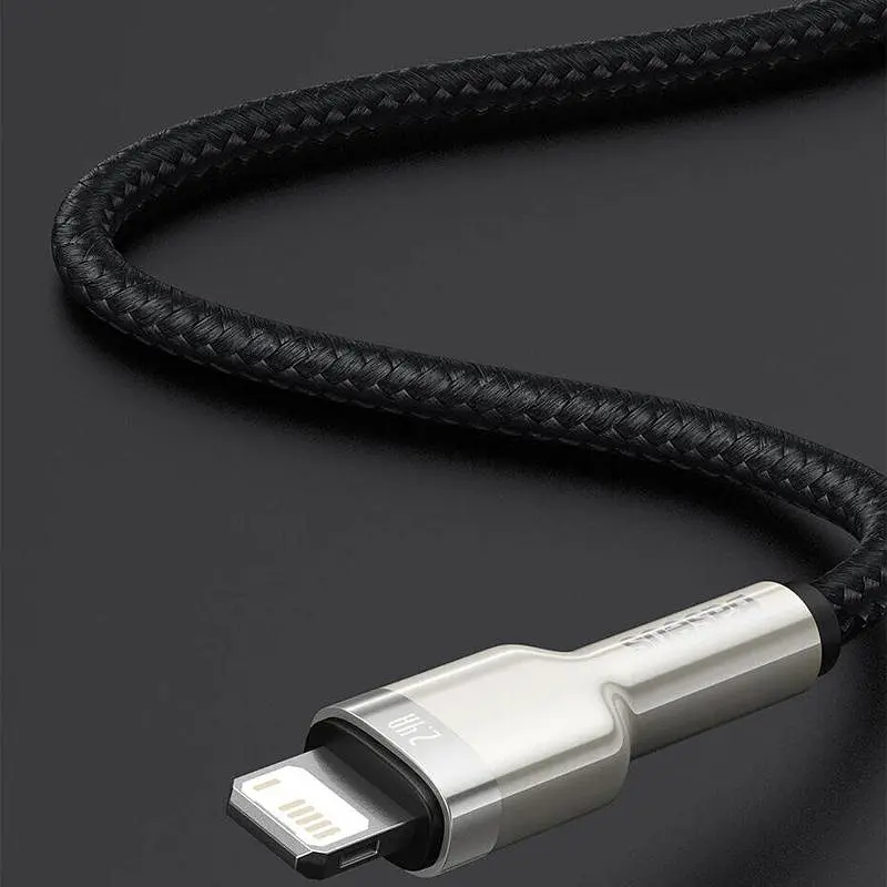 Дата кабель Baseus Cafule Metal USB to Lightning 2.4A (2m) (CALJK-B0) Black - фото 3
