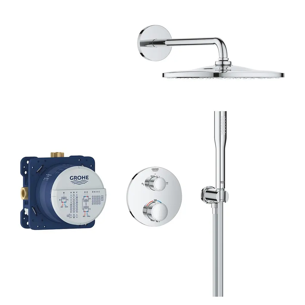Душова система прихованого монтажу термостатична Grohe QuickFix Precision з Vitalio Rain Mono 310 34880000, Хром - фото 3