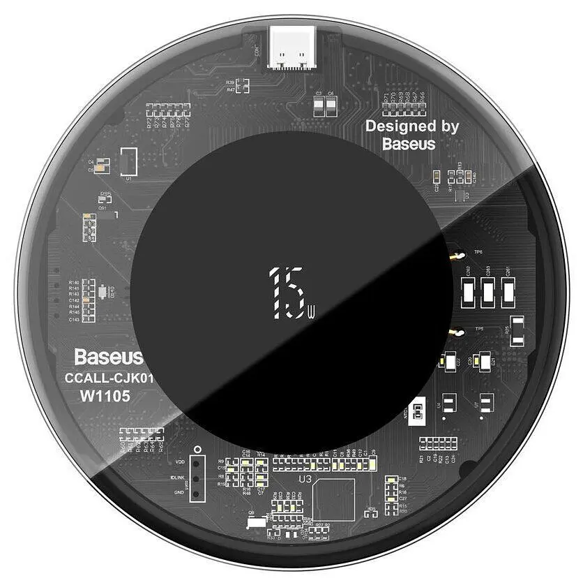 Бездротовий зарядний пристрій Baseus Simple Wireless 15W Charger Type-C Version Transparent [WXJK-BA02] [78281] - фото 2