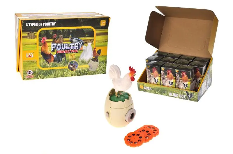 Іграшка-проектор Ферма у формі яйця з фігуркою півня Poultry Projector Rzutnik 2200-28(Н) р.25*16*26см
